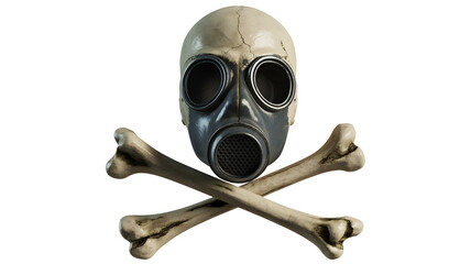 Skull and crossbones gas mask isolated on transparent background