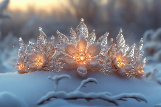 Tia tia with lights in snow.