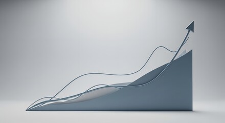 3d financial growth chart with upward trending arrow and data visualization