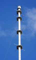 Obninsk meteorological mast against the blue sky. Obninsk, Russia
