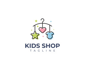 Kids Shop Logo  Baby Mobile Clothing Line Art Design