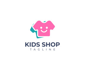 Kids Shop Logo  Happy Tshirt Brand Identity