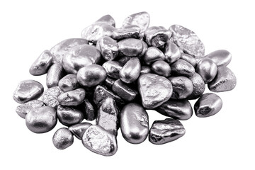 platinum nuggets, isolated. Precious metal known as another white, luxury concept.