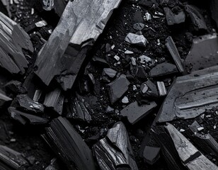 Close-up charcoal fragments