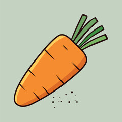 Simple Cartoon Orange Carrot With Green Top Vegetable Icon