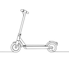 Minimalist Electric Scooter Vector Illustration in Continuous Single Line Art Style