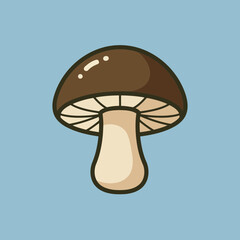 Charming Brown Mushroom Vector Illustration in Cute Cartoon Style with Gentle Highlights