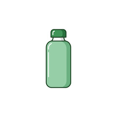 Minimalist Green Beverage Bottle Vector Illustration with Flat Design Style