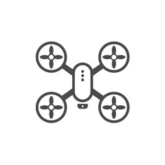 Fototapeta premium Monochromatic Flat Design Quadcopter Drone Line Art Vector Illustration
