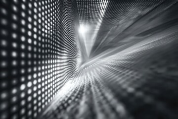 Abstract grayscale composition featuring a perforated surface and dynamic streaks