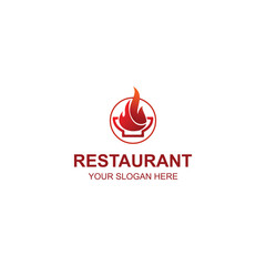 Red Flame Bowl Restaurant Logo with Creative Illustration