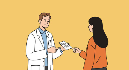 Doctor providing professional medical advice and important health documents to a female patient during a healthcare consultation, emphasizing effective communication and patient support