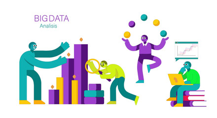 Big Data Analysis Concept with Abstract Characters