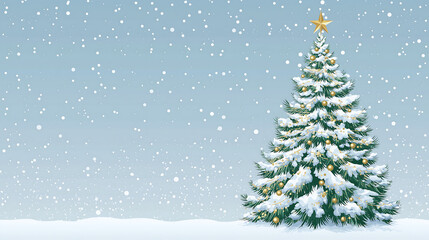 Obraz premium Winter christmas tree snow scene holiday background vector illustration