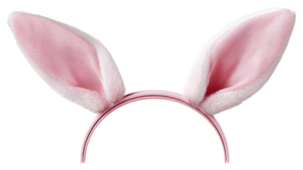 Cute bunny ear headband with soft fur texture and playful design perfect for festive costume wear isolated on white background