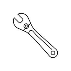 Outline adjustable wrench drawing silhouette