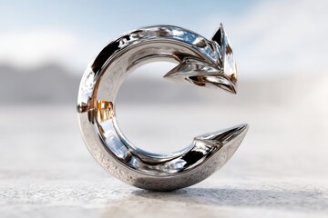 Shiny metal arrows forming a circular, recycling symbol against a light background