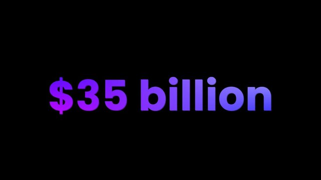 35 billion dollars number counter animation alpha channel
