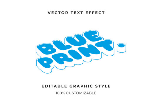 Blue And White Layered Isometric 3D Text Effect Bubble Cartoon Font