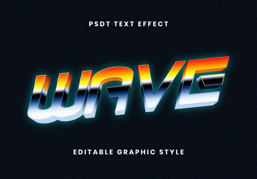 Orange And Blue Retro 80s Futuristic Text Effect 3D Chrome Font