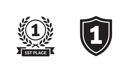 First place award icons vector glyph symbols for winning and achievement isolated on a white background