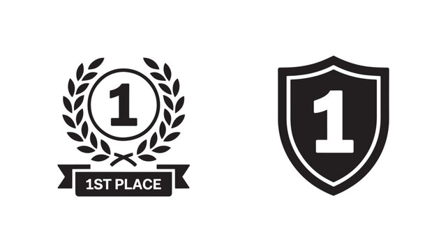 First place award icons vector glyph symbols for winning and achievement isolated on a white background