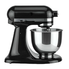 A black countertop appliance, with a stainless steel bowl, ready for cooking