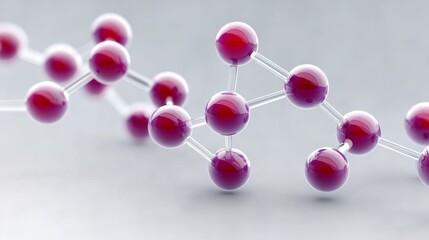 Line of red spheres are connected to each other. Concept of unity and interconnectedness