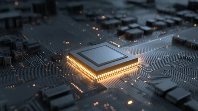 Exploring a High-Tech Circuit Board with a Central Processor: A Detailed Look at Modern Computing Technology and Microchip Integration