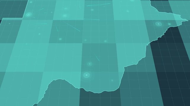 Futuristic Holographic Map of Botswana &ndash; Digital Polygon Territory Visualization on 3D Grid, Communication 