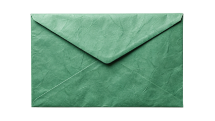 Sage green textured envelope front centered showing matte surface finish and sealed triangular closure, isolated on a transparent background