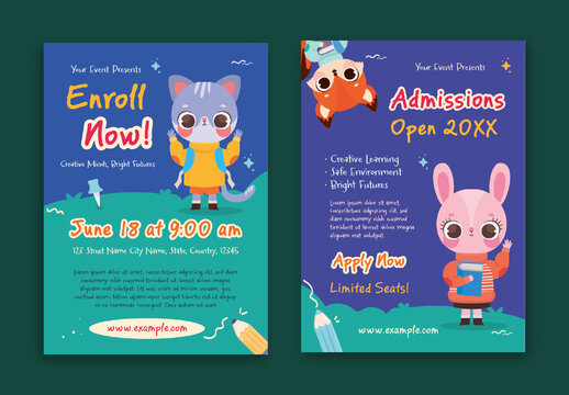 Colorful Back To School Flyer Admission Education