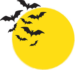 Illustration of a group of bats flying. Halloween festival. Bat clipart, bat shadow.