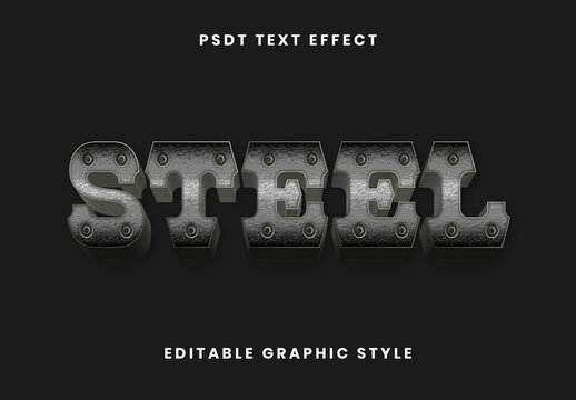 Gray And Black 3D Steel Sign Text Effect Industrial Metal Font