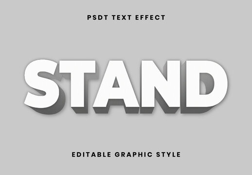 White And Gray 3D Stand Text Effect Bold Blocky Font