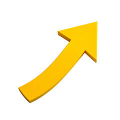 A golden curved arrow, slightly angled upward, on a stark black background