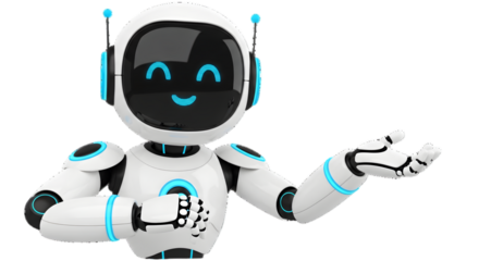 Friendly White and Blue Robot Offering a Hand android