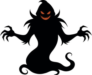 Menacing Ghost with Twisted Shape and Long Pointed Arms &ndash; Halloween Vector
