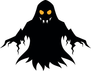 Sinister Ghost with Cracked Face and Glowing Eyes – Halloween Scary Art