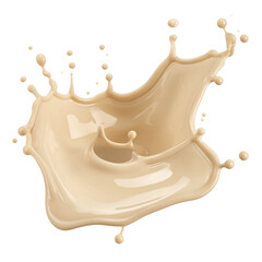 Dynamic splash of light beige liquid isolated on a black background, showing crown
