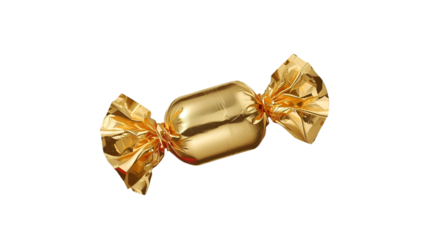 Golden Wrapped Candy on Black Background sweet treat