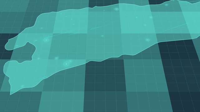 Futuristic Holographic Map of East Timor &ndash; Digital Polygon Territory Visualization on 3D Grid, Communication 
