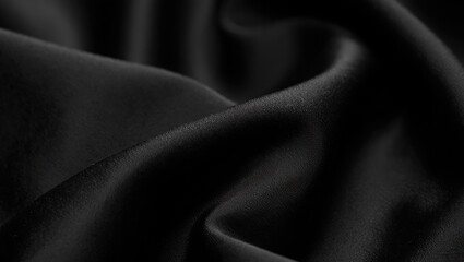 Fototapeta premium Black Silk Fabric with Soft Folds and Texture image