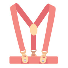 Pink adjustable suspenders with metal clips and central button  