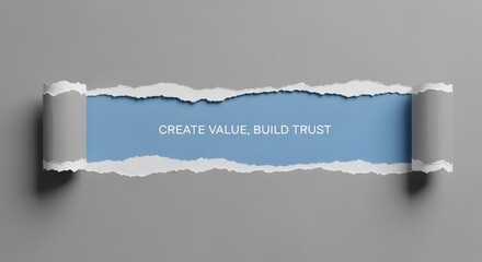 Unveiling crucial business values create value, build trust with a modern torn paper effect, for inspirational presentations and powerful marketing campaigns