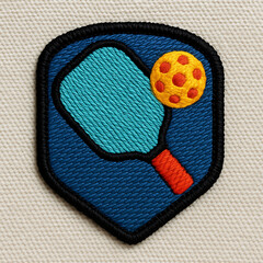 Colorful Pickleball Paddle and Ball Embroidered Patch