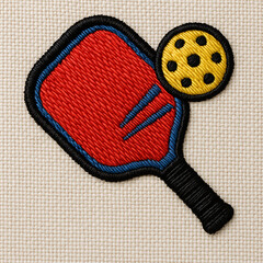 Colorful Embroidered Pickleball Paddle and Ball Patch