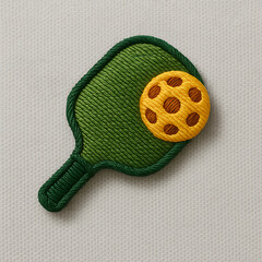 Colorful Embroidered Pickleball Paddle and Ball Art
