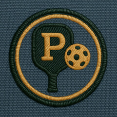 Pickleball Emblem Patch on Textured Fabric Background