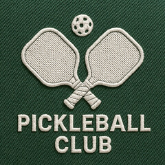 Pickleball Club Logo with Embroidered Design on Green Fabric